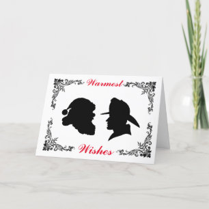 Fireman Silhouette & Santa Christmas Card