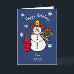 Fireman Snowman Christmas Card for Dept. or Person<br><div class="desc">Customise this card on the front, and inside per your needs. This can be from one person, a family or a Fire Station House or Fire Dept. On the front, it can also be the current YEAR, rather than "FromXXX". If you don't like the greeting I created, you can tweek...</div>