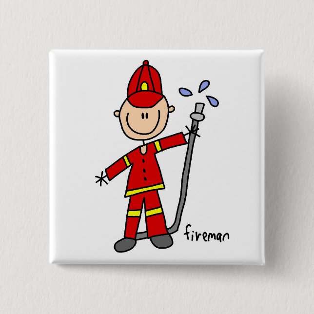Fireman Stick Figure 15 Cm Square Badge (Front)