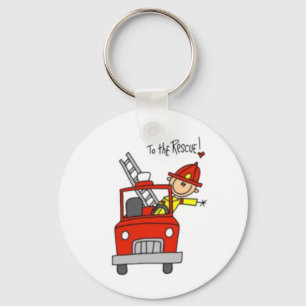 Fireman Stick Figure Key Ring