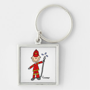 Fireman Stick Figure Key Ring