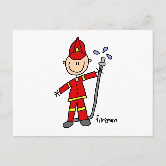 Fireman Stick Figure Postcard (Front)