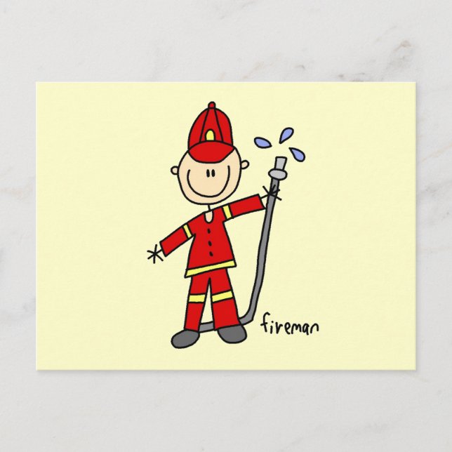 Fireman Stick Figure Postcard (Front)