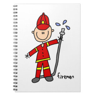 Fireman Stick Figure Spiral Notebook