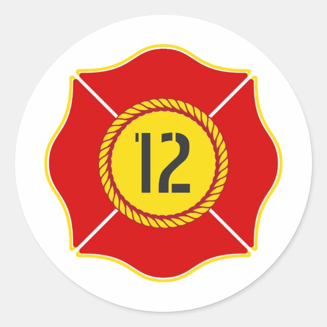 Fireman themed Birthday Classic Round Sticker (Front)