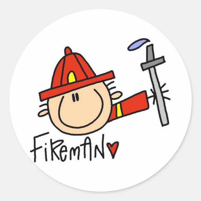 Fireman Tshirts and Gifts Classic Round Sticker (Front)