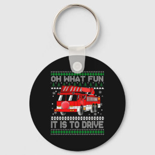 Fireman Ugly Christmas - Fire Truck  Key Ring