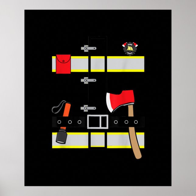 Fireman Uniform Firefighter Costume Halloween DIY Poster (Front)