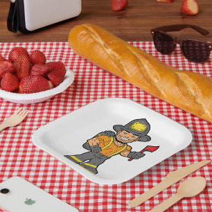 Fireman With An Axe Paper Plate