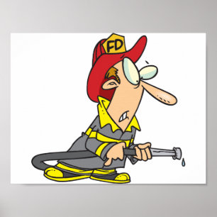 Fireman With Dry Firehose Poster
