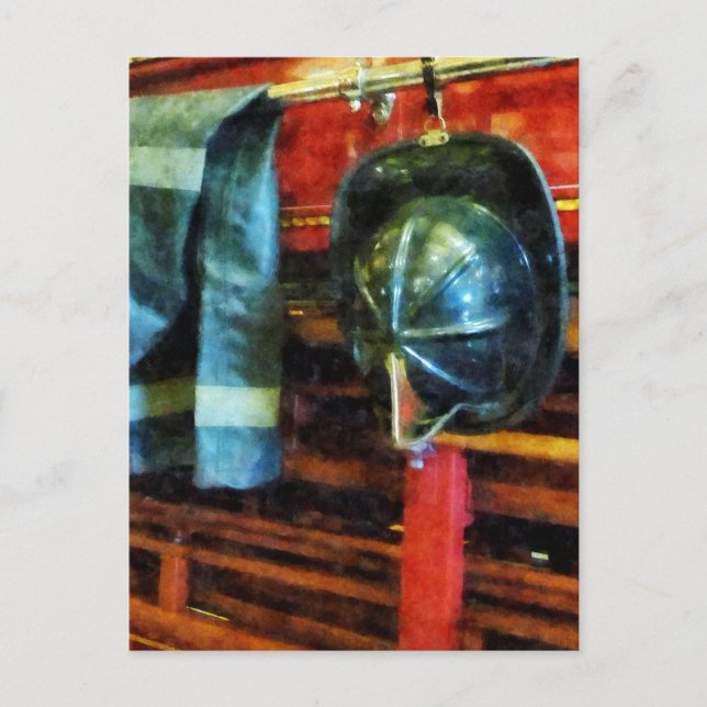Fireman's Helmet and Jacket Postcard (Front)