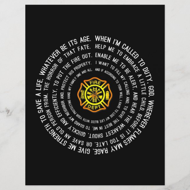 Firemans Prayer, Firefighter Motivational Custom Letterhead (Front)