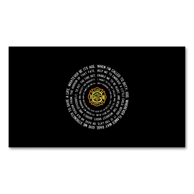 Firemans Prayer, Firefighter Motivational Magnetic Business Card (Front)