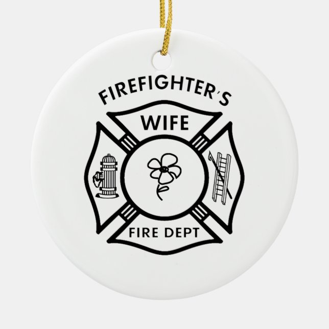 Fireman's Wife Ceramic Tree Decoration (Front)