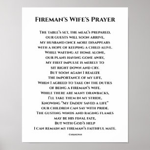 Fireman's Wife's Prayer Poster