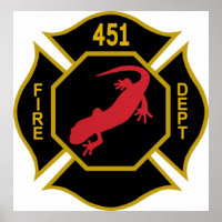 Firemen Logo Fahrenheit 451 Black Gold and Red wi
