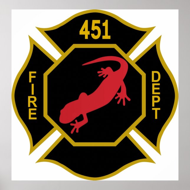 Firemen Logo  Fahrenheit 451 Black Gold and Red wi Poster (Front)