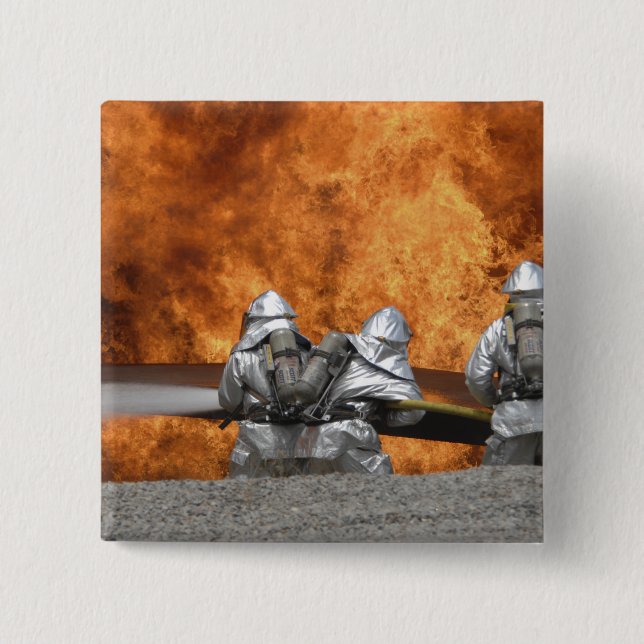 Firemen neutralise a fire 15 cm square badge (Front)