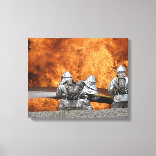 Firemen neutralise a fire canvas print (Front)