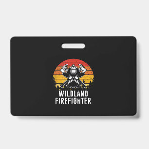 Firemen Reto Sunset Firefighter ID Badge