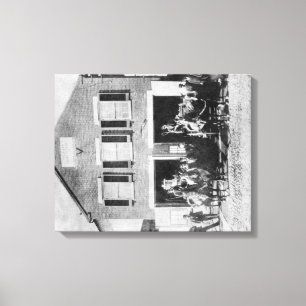 Firemen with Equipment outside Firehouse Canvas Print