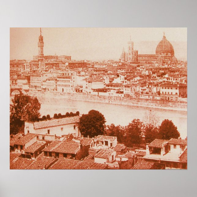 FIRENZE - ANTIQUE FLORENCE PANORAMIC VIEW 1859 POSTER (Front)