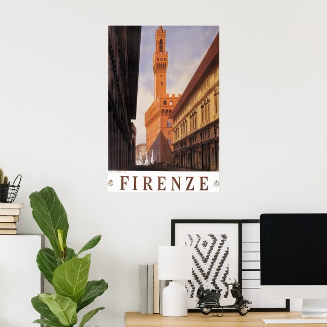 Firenze, Florence, Palazzo Vecchio, Vintage Italy Poster (Home Office)