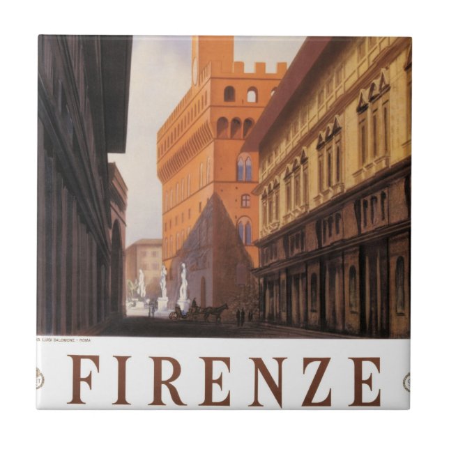 Firenze, Florence, Palazzo Vecchio, Vintage Italy Tile (Front)