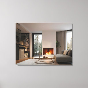 Fireplace at home canvas print