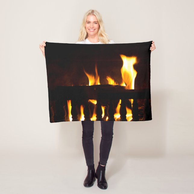 Fireplace at home fleece blanket (In Situ)