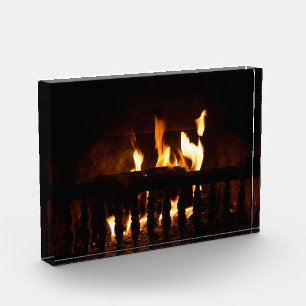 Fireplace at home photo block