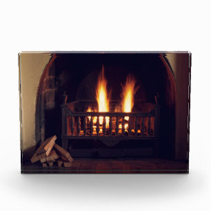 Fireplace at home photo block