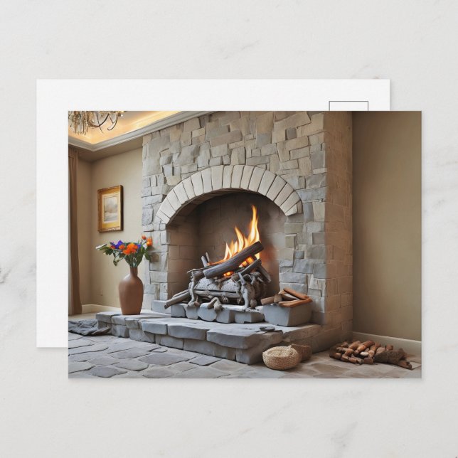 Fireplace at home postcard (Front/Back)