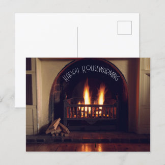 Fireplace at home postcard