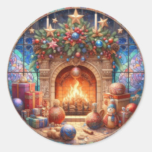 Fireplace Round Stickers