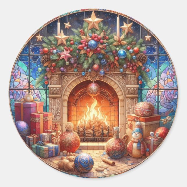 Fireplace Round Stickers (Front)