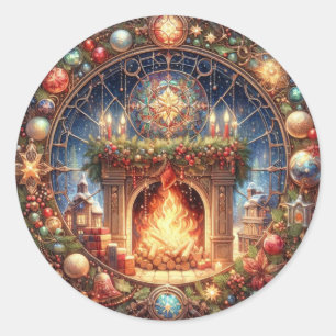 Fireplace Round Stickers
