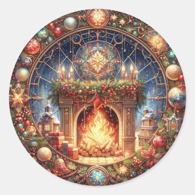 Fireplace Round Stickers (Front)