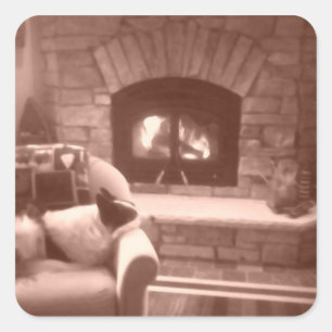 Fireplace Square Sticker