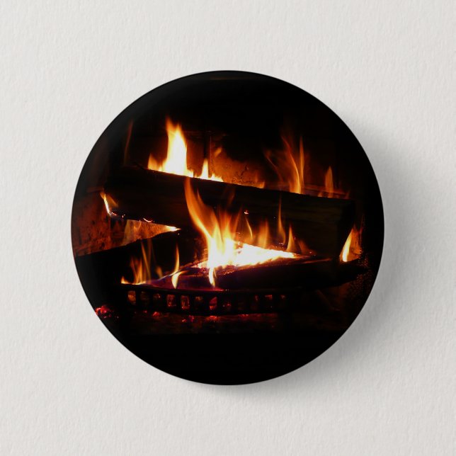 Fireplace Warm Winter Scene Photography 6 Cm Round Badge (Front)