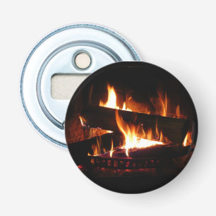 Fireplace Warm Winter Scene Photography Bottle Opener