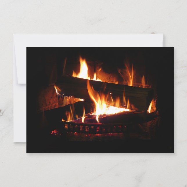 Fireplace Warm Winter Scene Photography Card (Front)