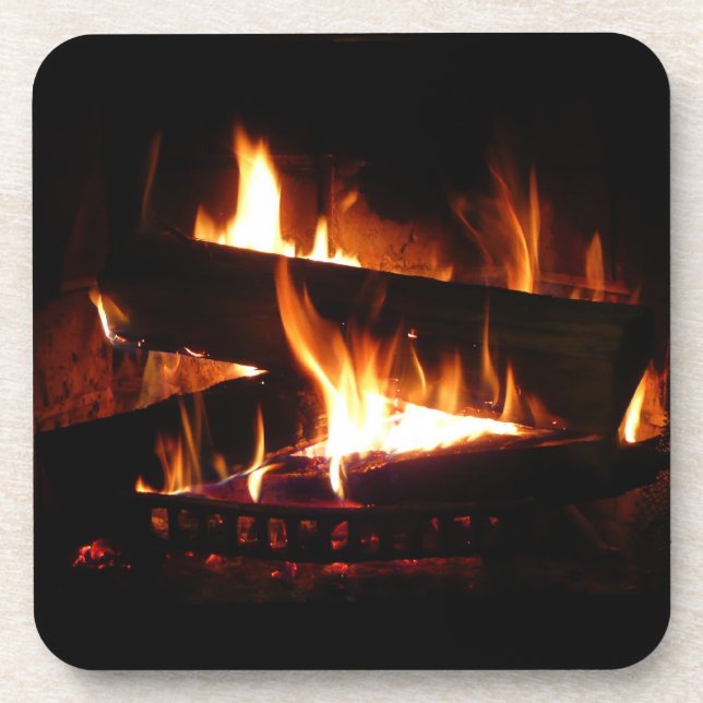 Fireplace Warm Winter Scene Photography Coaster (Front)