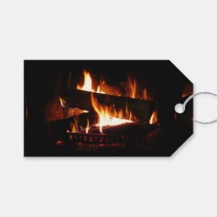 Fireplace Warm Winter Scene Photography Gift Tags