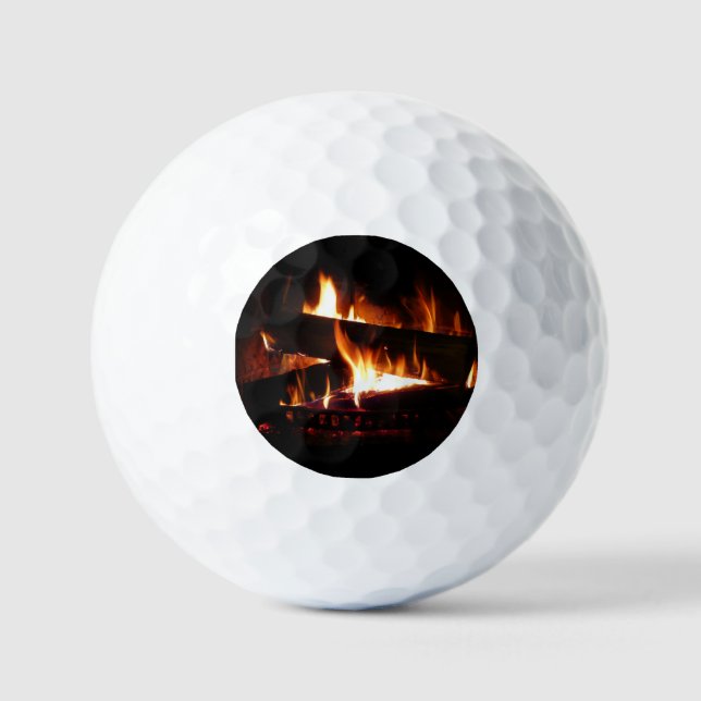 Fireplace Warm Winter Scene Photography Golf Balls (Front)