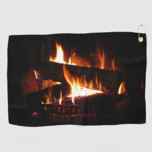 Fireplace Warm Winter Scene Photography Golf Towel