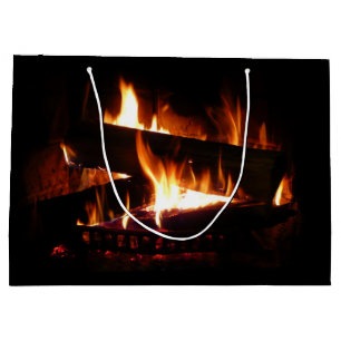 Fireplace Warm Winter Scene Photography Large Gift Bag