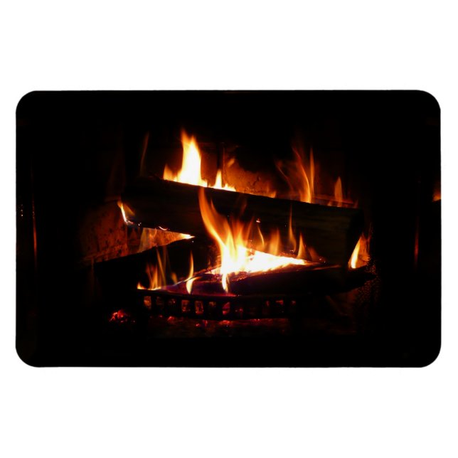 Fireplace Warm Winter Scene Photography Magnet (Horizontal)