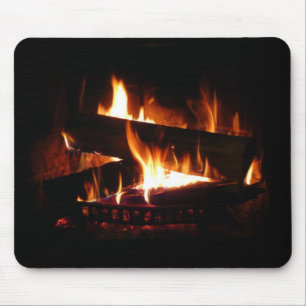 Fireplace Warm Winter Scene Photography Mouse Pad