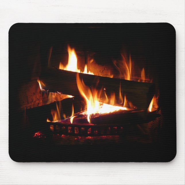 Fireplace Warm Winter Scene Photography Mouse Pad (Front)